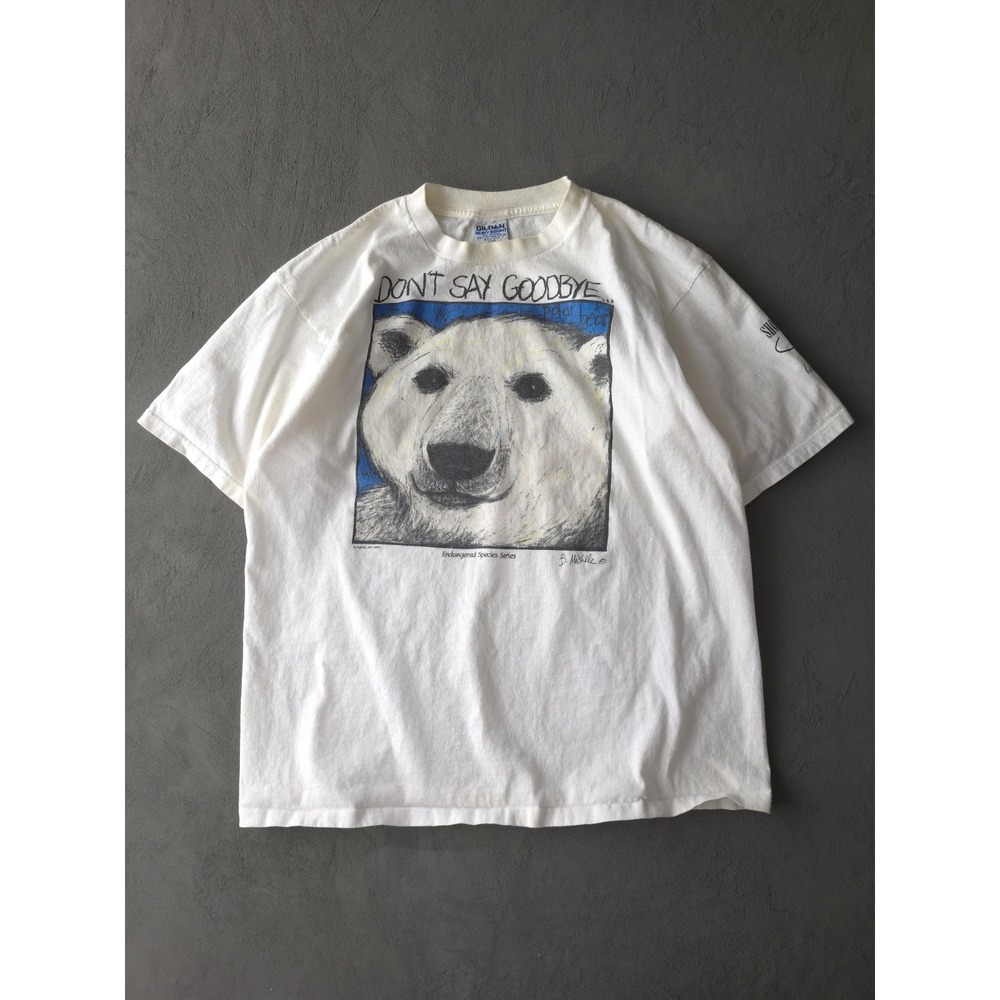 Vintage 90s Don't Say Goodbye Polar Bear Endangered Species T-shirt White XL